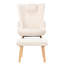 Upholstered Bouclé Rocking Chair with Footstool, Teddy Fleece Accent Chair with Headrest & Side Pocket, Beige
