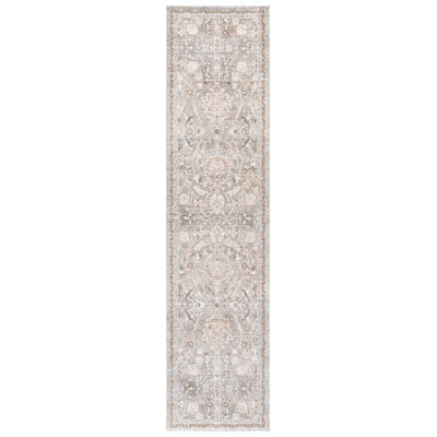 Power Loom Polyester Oriental Area Rug in Taupe/Ivory