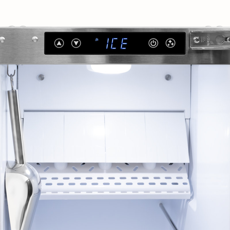 ZLINE Autograph 15 inch Touchstone White Matte Gourmet Ice Maker w/ Bronze Handle, Stainless Steel/Stainless Steel
