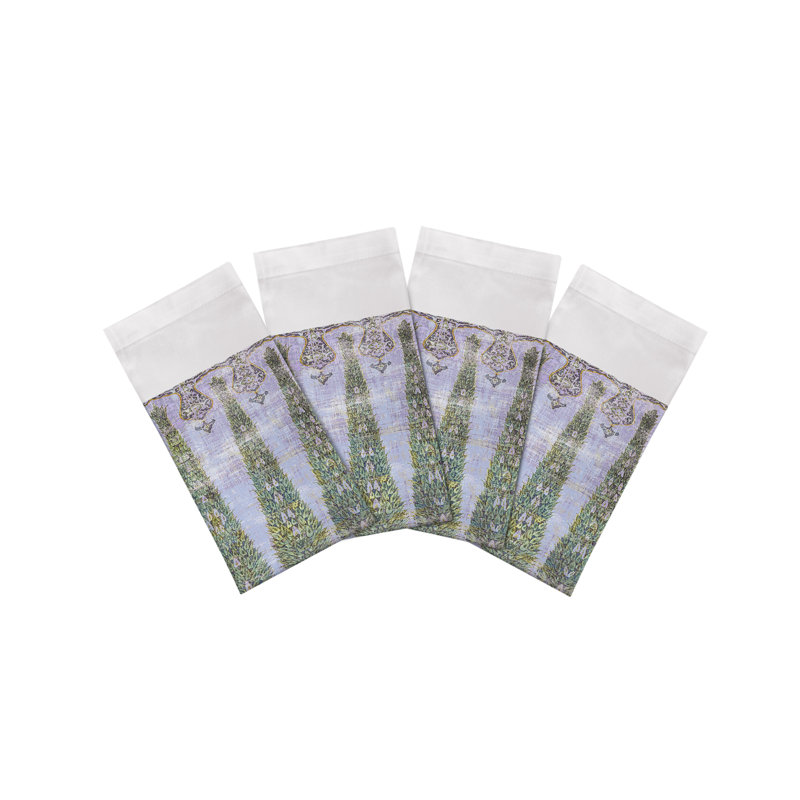 Topkapi Garden Cotton Sateen Dinner Napkins, Gold Purple