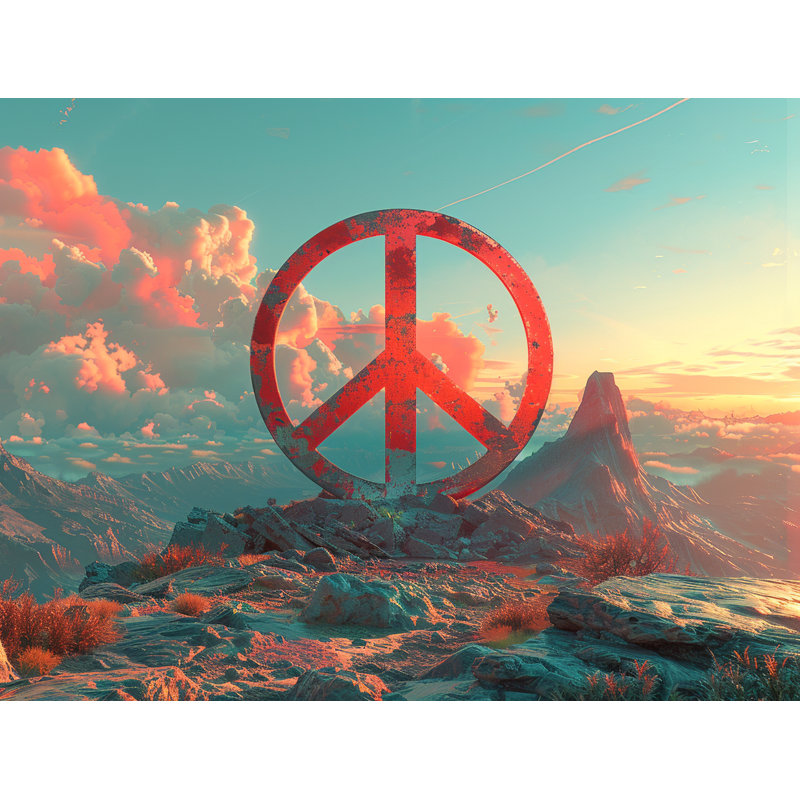 Peace Symbol Symbolism Room Darkening Curtain Pair, 20" W x 84" L