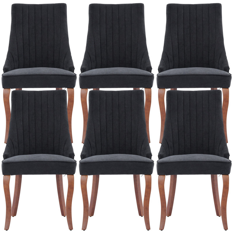 Chaises de salle à manger rembourrées en rayonne et en bois massif, Noir