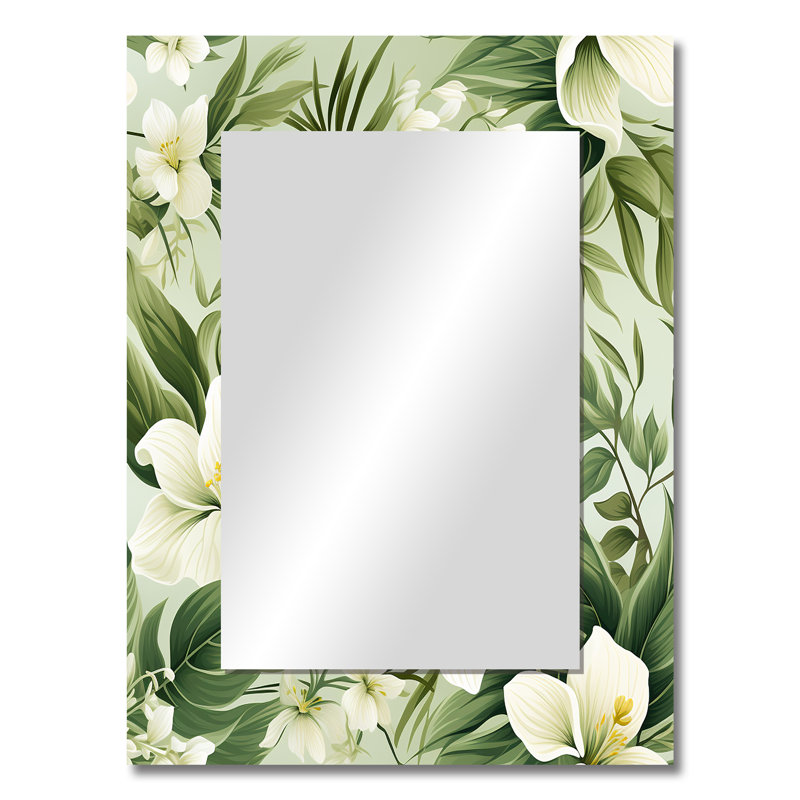 Motif tropical Avfesh Minimalist Flora - miroir décoratif tropical, miroir mural floral, 32 po x 24 po