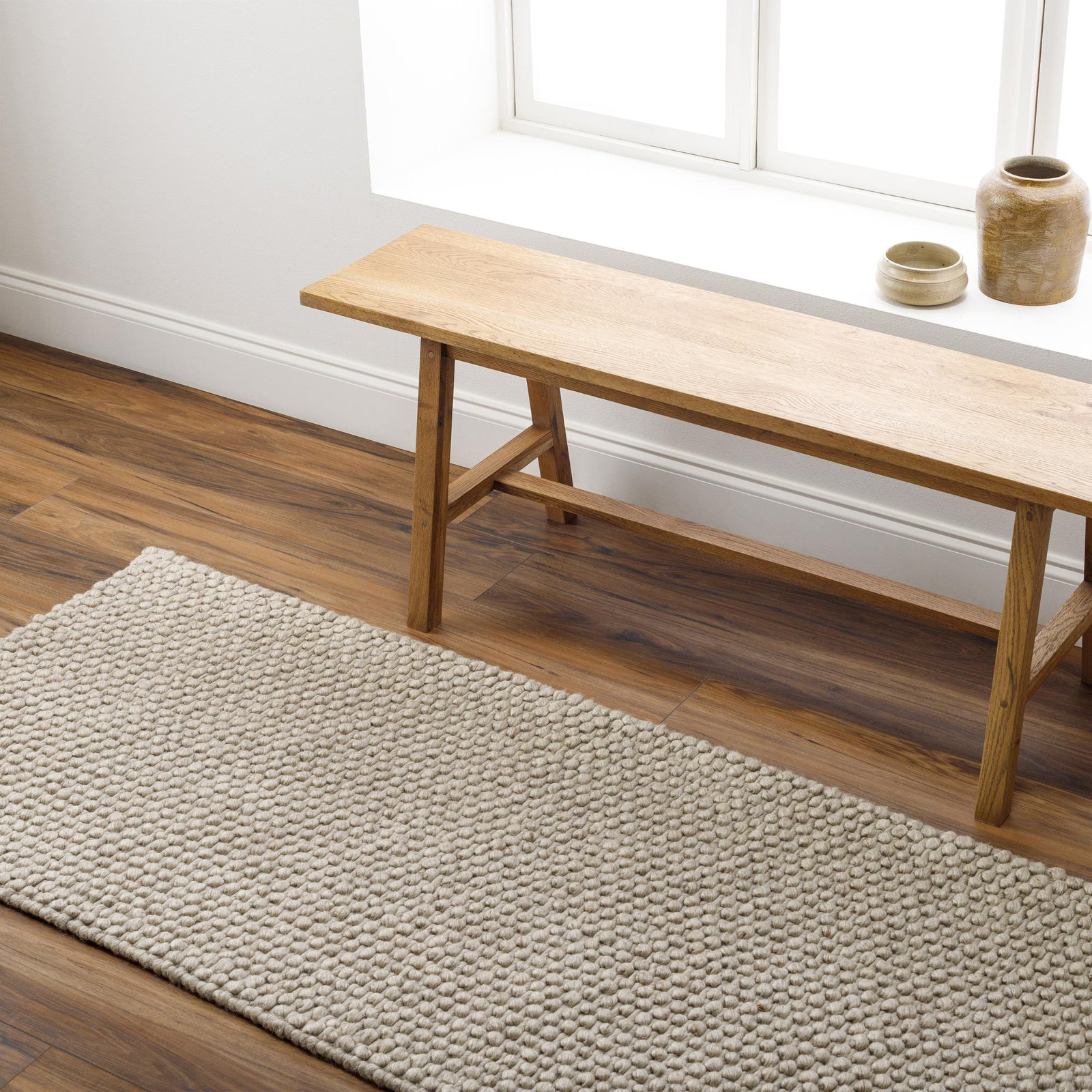 Handwoven Flatweave Ivory Area Rug, Runner 2'6" x 8'