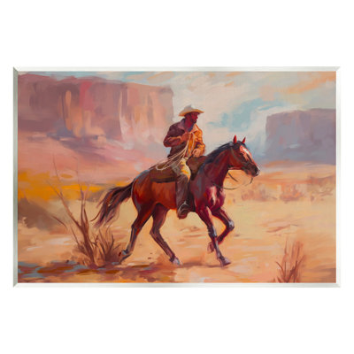 «Stupell Industries Cowboy Riding Desert Landscape», art mural sur toile flottante par Ziwei Li