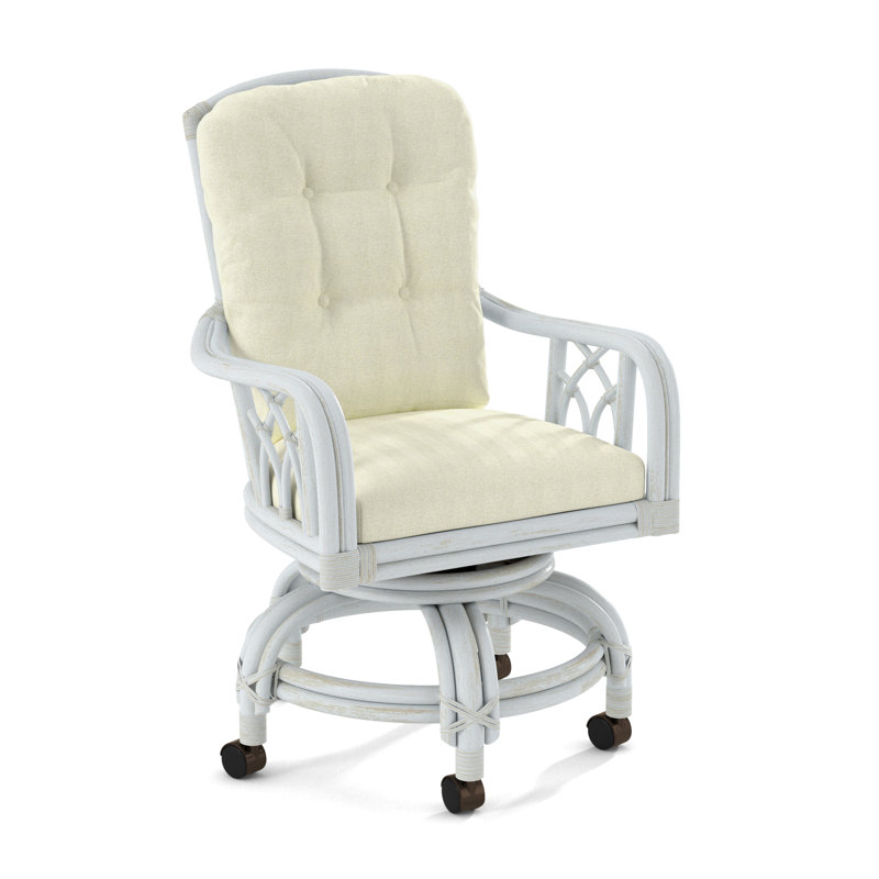 Edgewater Castered Arm Chair, Bisque, Basic Navy; 0317-61