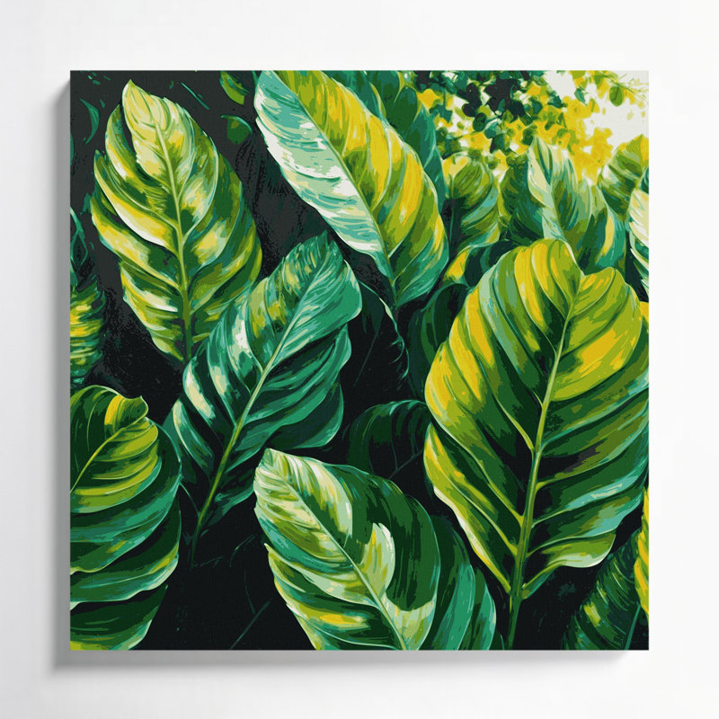 Toile hawaïenne à feuilles vertes, art mural, H 12 po x l 12 po