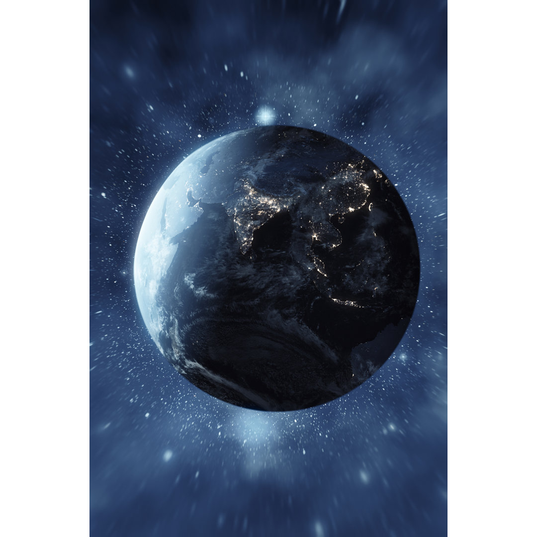 Planet Earth With Star Field Backgrounds von Dem10 - Kunstdrucke auf Leinwand ohne Rahmen