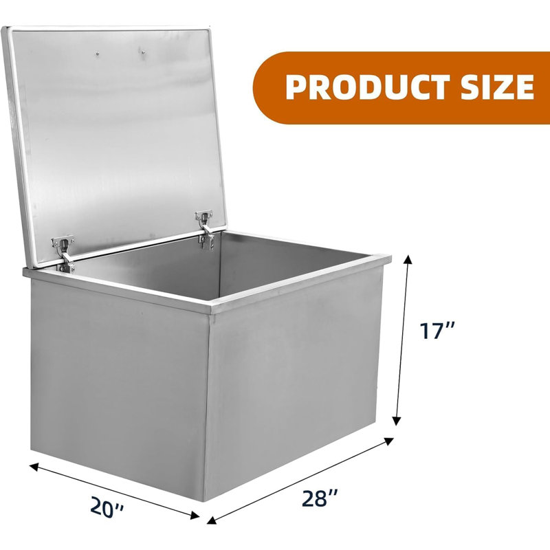 Drop in Ice Chest, Stainless Steel Commercial Ice Bin with Hinged Cover, Outdoor Kitchen Ice Bar for Drinks