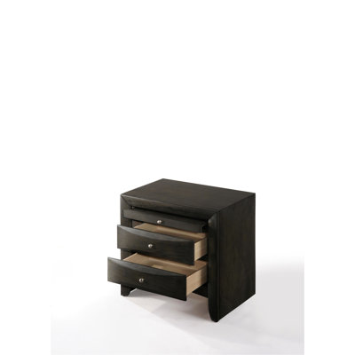 Gray Oak Finish Nightstand With Functional Storage And Durability Spacious Drawers A Practical Tray