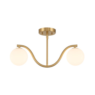 Double Wave Globe Chandelier with White Jade Glass