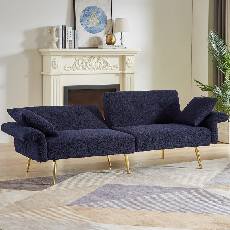 Canapé d'appoint rembourré avec poches latérales Modern Teddy, Bleu très foncé