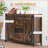 Farmhouse Industrial Sideboard Buffet | Rustic Brown | Sliding Barn Doors, 3 Drawers, Adjustable Shelves | Particle Board, Steel Frame