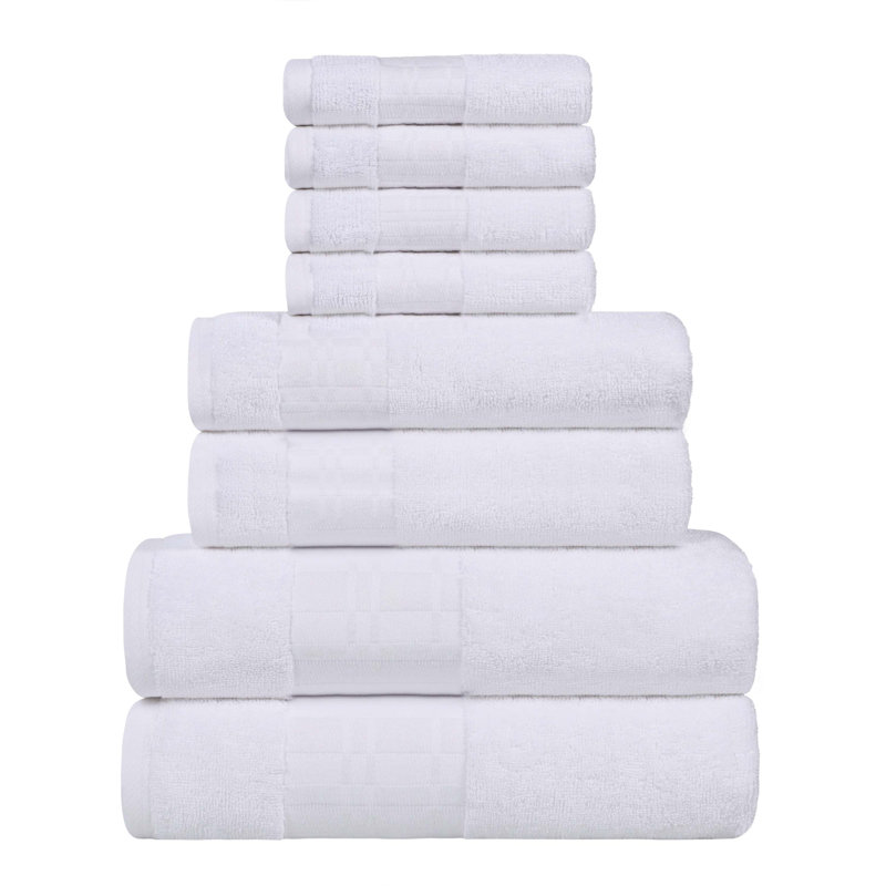 Ensemble de serviettes 8 pièces Larissa, Blanc / blanc