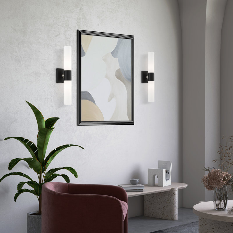 Cailum 2 Light Frosted Dimmable Vanity Light, Black/Brushed Nickel
