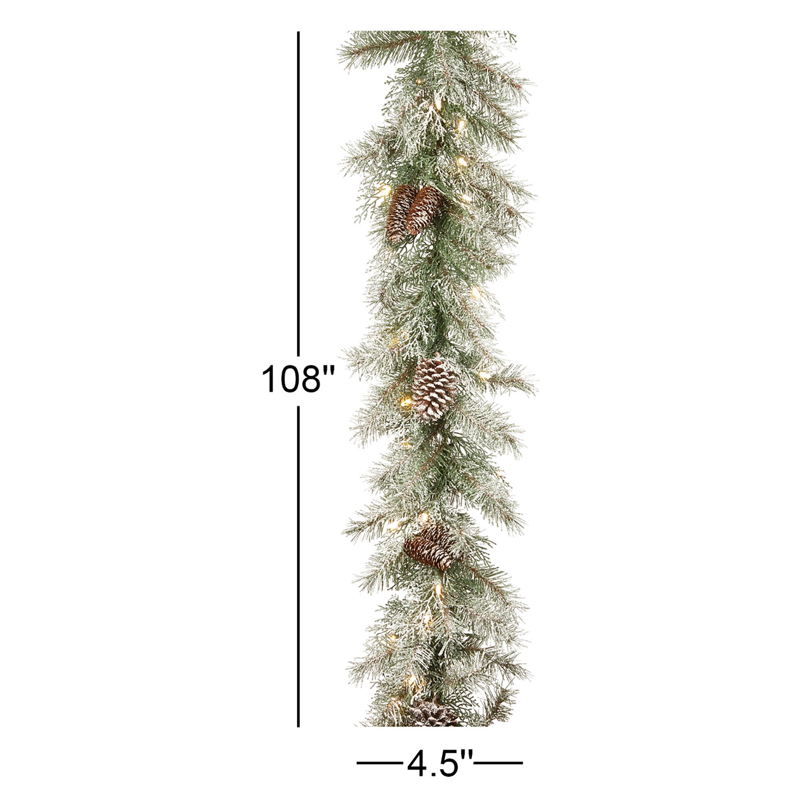 108" Frosted Pre-Lit Spruce Christmas Garland