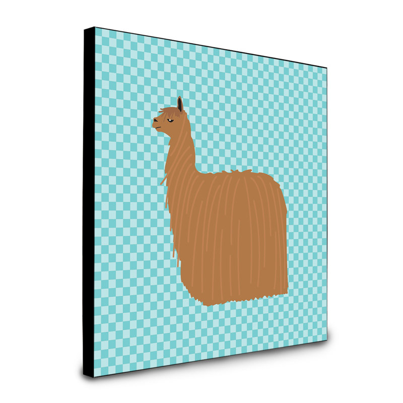 Panneau mural d’art suri alpaca Gianina, bleu