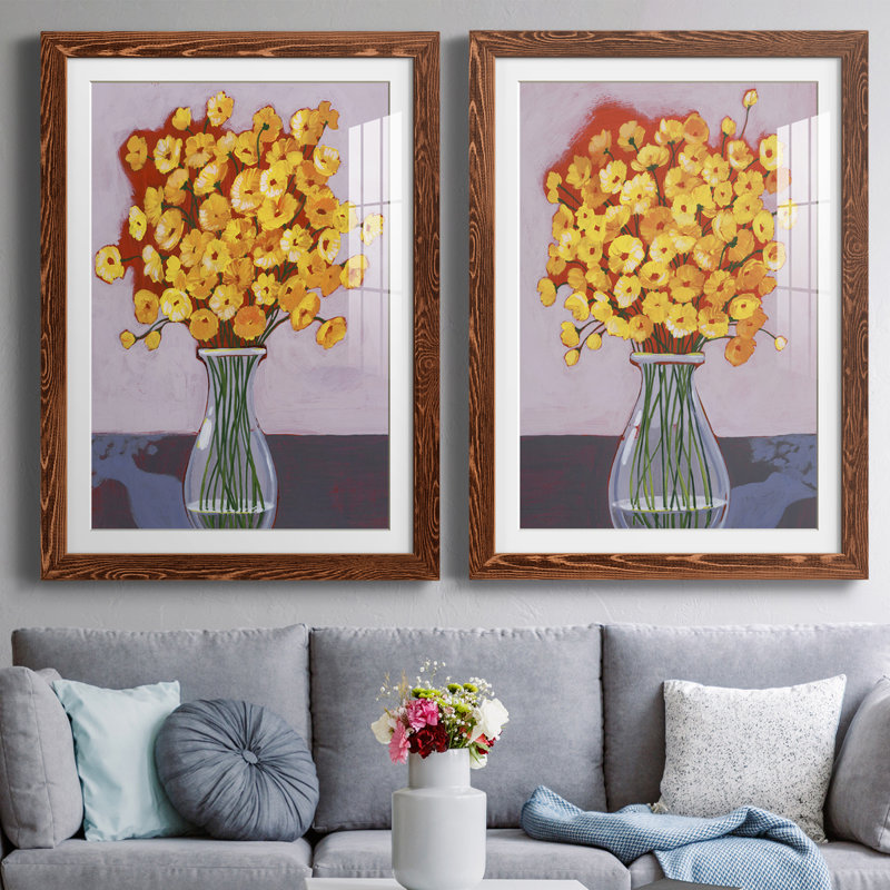 Daisy Bouquet I Premium encadré mat - prêt à être accroché, H 43,5 po x l 31,5 po x P 1 po, Cadre en érable