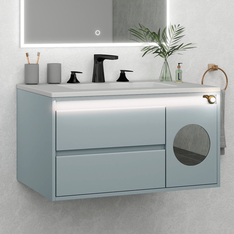  31" LED Floating Vanity With Sink