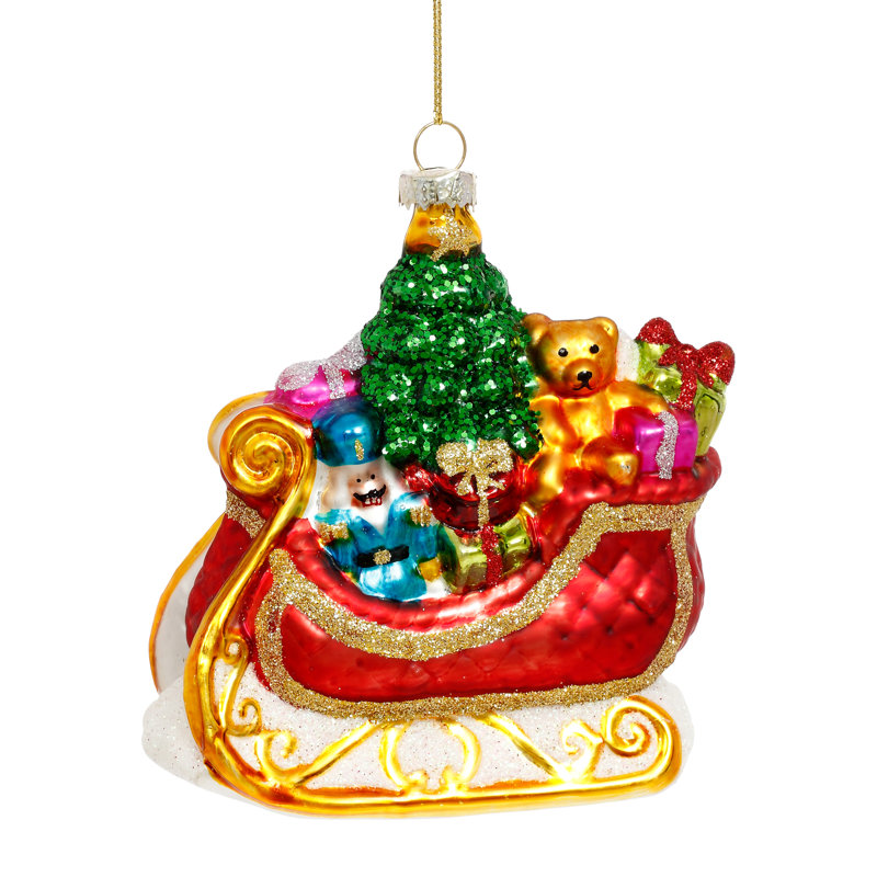 Sleight With Toys Ornament  - 3 X 5 Inches Set Of 6