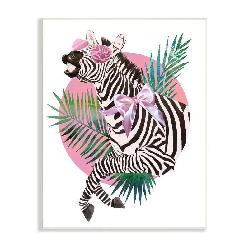 «Pink Bow Zebra Funky Animal», lunettes de soleil tropicales surdimensionnées par Ziwei Li, H 19 po x l 13 po x P 0,5 po
