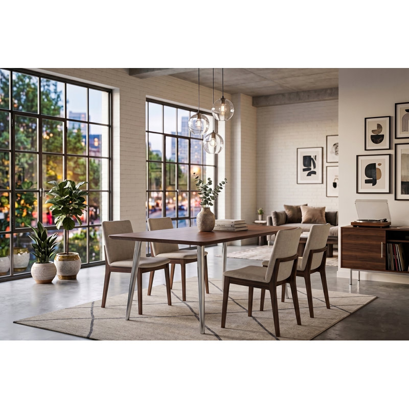 Hal Retro Mid-Century Dining Table – 6-person Wood Dining Table - Modern Dining Table with Walnut Brown Top for Kitchen or Dining Room
