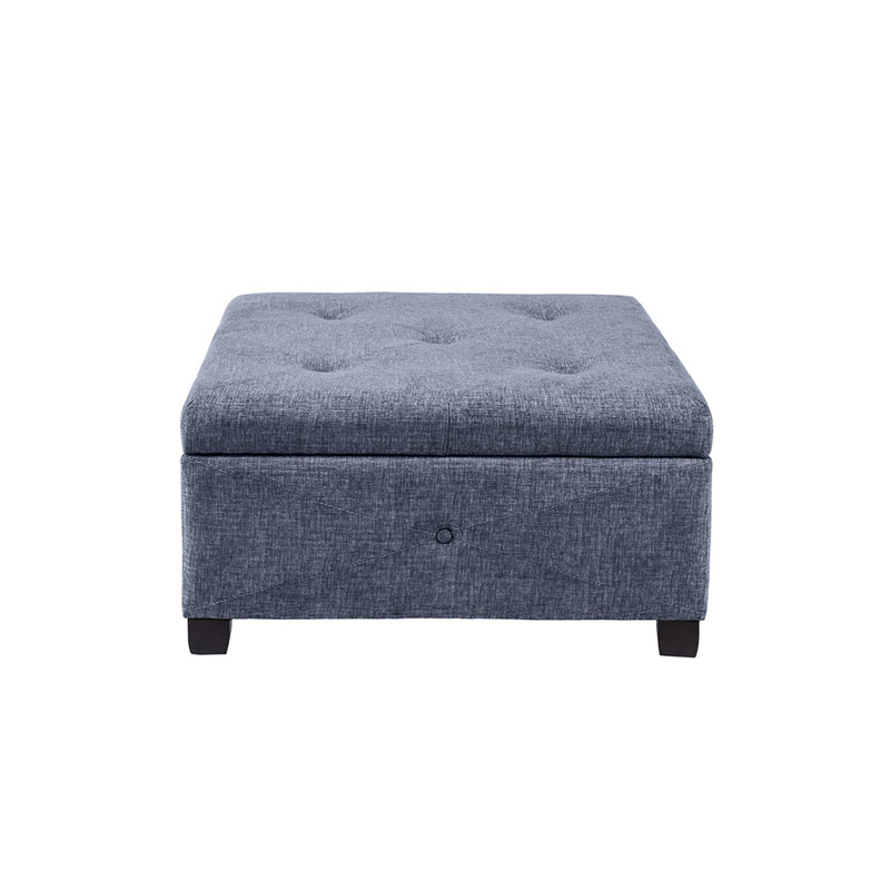 Vaste espace de rangement bleu à fermeture en douceur avec pieds en bois massif de couleur carrée et finition foncée, Bleu