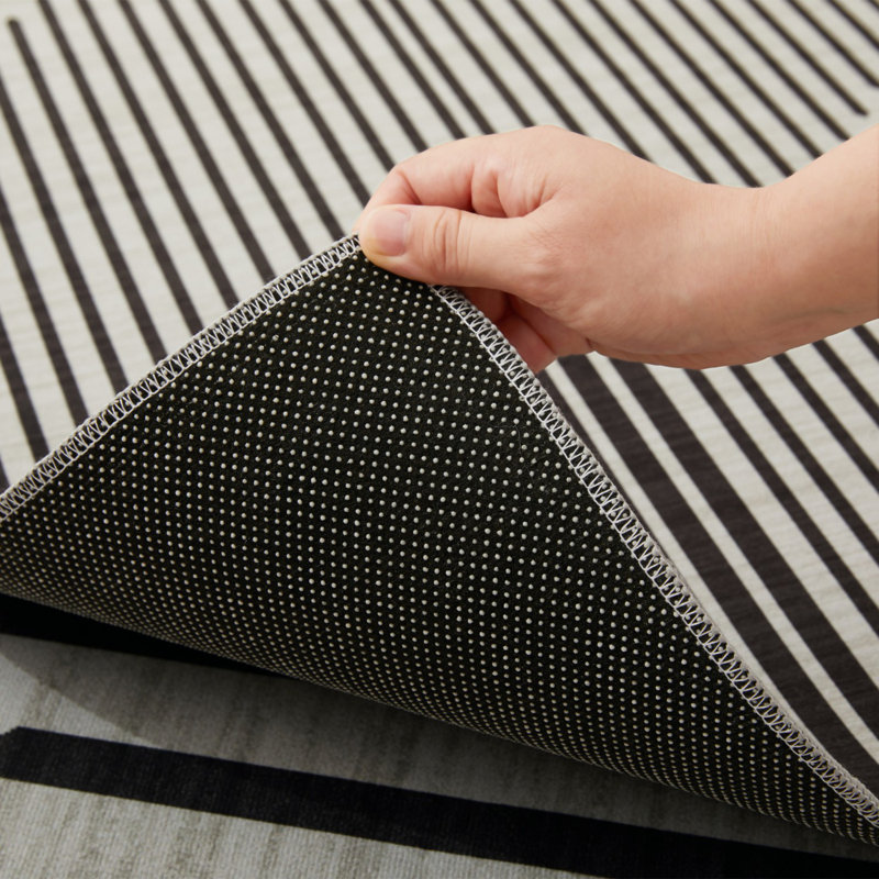Aspire Homeware Modern Abstract Area Rug Black White Indoor Carpet, Runner 60 x 220 cm