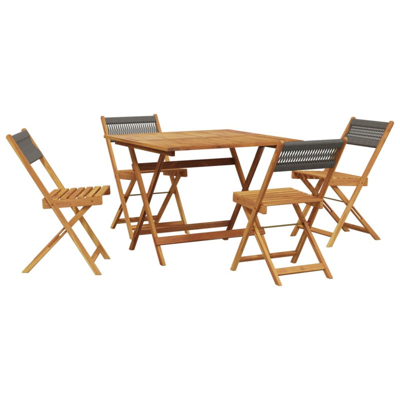 4 - Person Acacia Wood Patio Dining Set with Square Table, Grey