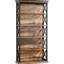 Bibliothèque à 6 niveaux de style moderne, en métal et bois, motif en X, amplement d'espace pour les dossiers, fabrication en bois spacieuse de 31,28 pouces de profondeur, chaque tablette peut supporter 50 livres, hauteur de 70,33 pouces