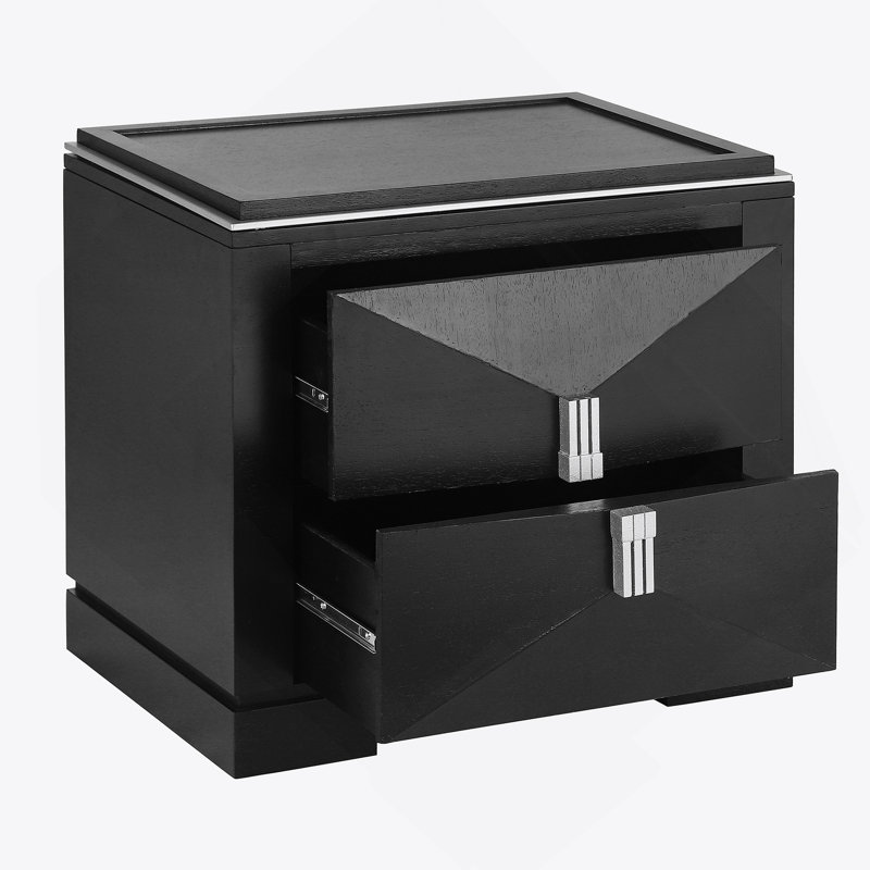 Nightstand, 2-Drawer Side Table, End Table With Storage, Small Bedside Table For Bedroom, Living Room, Black