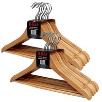 50 Pack Wooden Clothes Hangers Wooden Suit Hangers with Non Slip Groove,  Wood Coat Hangers with Extra Smooth Finish, Space Saving, Wooden Clothes