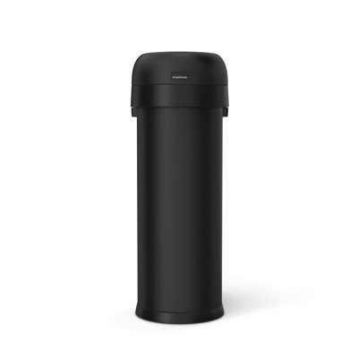 50L slim open can, matte black heavy-gauge steel