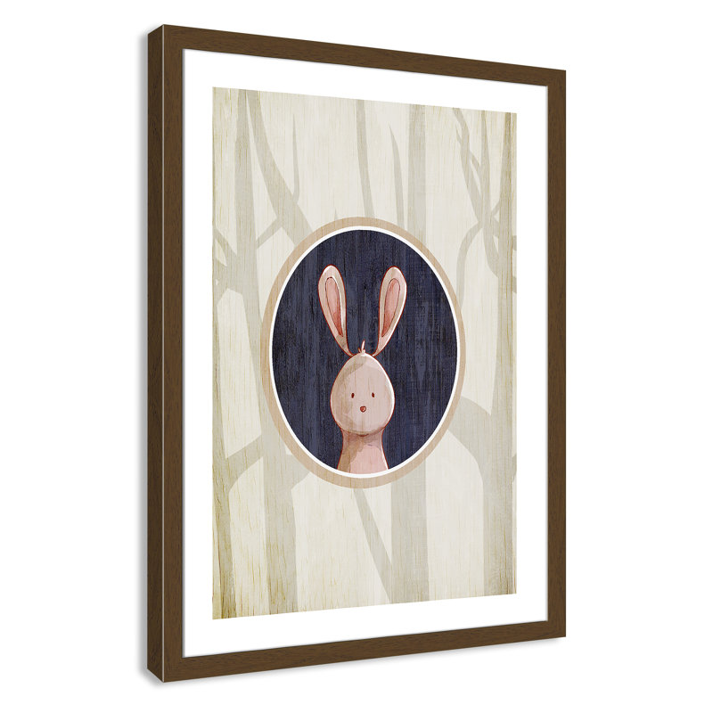 «Juvenile Forest Animals», impression sur papier, Cadre plat noyer, H 34,5 po x l 24,5 po x P 0,6 po