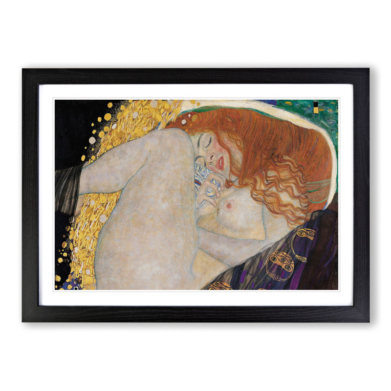Danae Vol.2 by Gustav Klimt - Picture Frame Painting, 27cm H x 36cm W x 2cm D, Black Framed