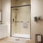 Porte de douche à double cadre coulissante de 46 à 48 po x H 72 po en bronze huilé avec verre trempé transparent de 1/4 po, poignées doubles-133944987-98882084