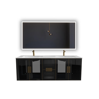 Ensemble de meuble-lavabo double 60 "avec miroir Kher