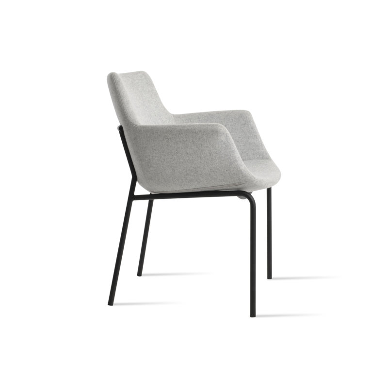 Chaise avec accoudoirs Bottega Harris, Noir, Laine argentée