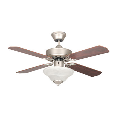 Ventilateur de plafond à 4 pales 42 pouces avec montage à DEL en nickel satiné Navaho