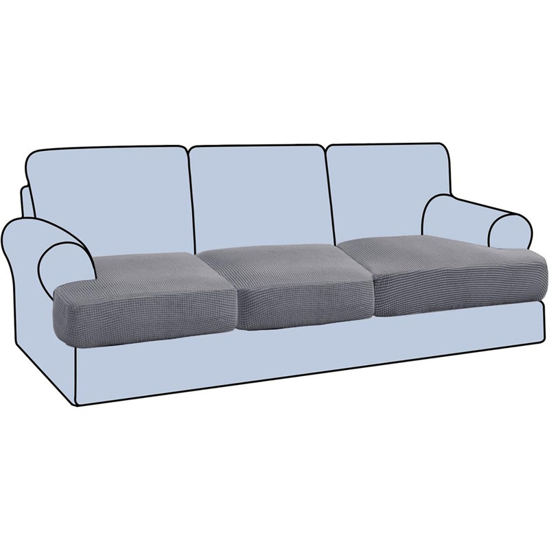 Ensemble de housse de coussin pour canapé extensible Jacquard - colombe - housse de coussin en T 3 pièces avec bandes élastiques pour canapés à 3 coussins, conception en tissu épais