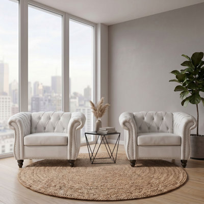 Ensemble de 2 chaises capitonnées Chesterfield