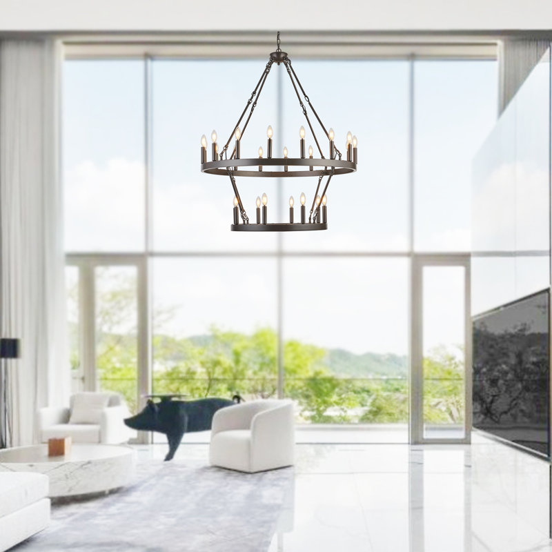 Voronica 24 - Light Dimmable Wagon Wheel Chandelier, Oil Rubbed Bronze