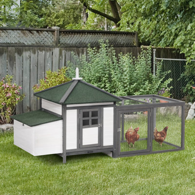 77" Wooden Chicken Coop With Nesting Box