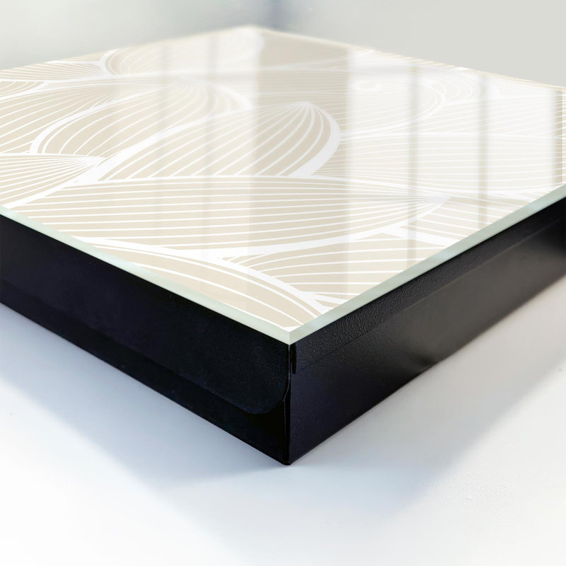 Key storage box, Opens to the left, 30x30x5, White, Light beige lines on a cream background, 