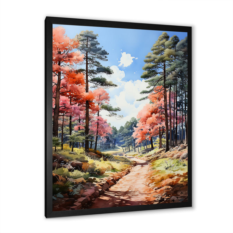 «Green Pine Tree Dancing Shadows» sur toile, Cadre photo noir, H 20 po x l 12 po x P 1 po