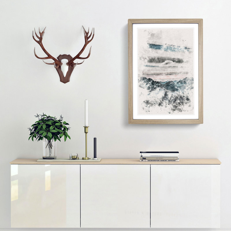 Mountain Clouds - Picture Frame Painting Print, Oak Framed, 33cm H x 24cm W x 2cm D