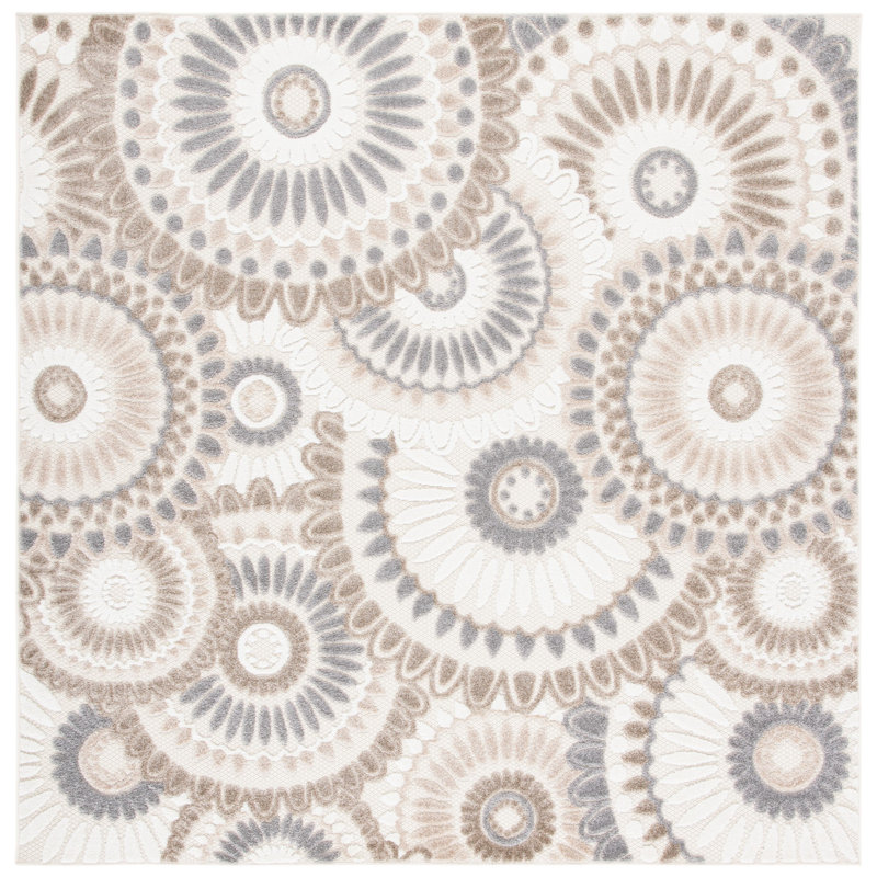 Longlier Performance Geometric Indoor/Outdoor Area Rug, Square 6'7"