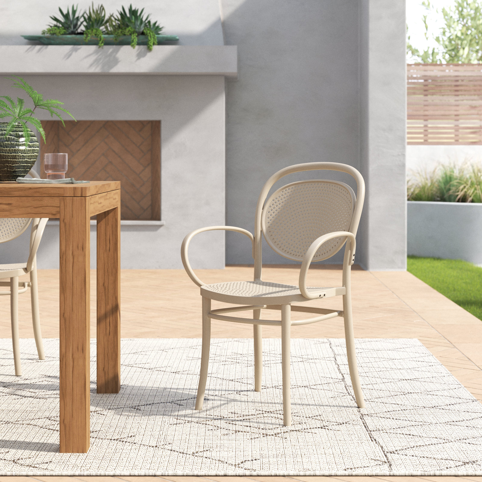 Farrah Stackable Patio Armchair, Taupe