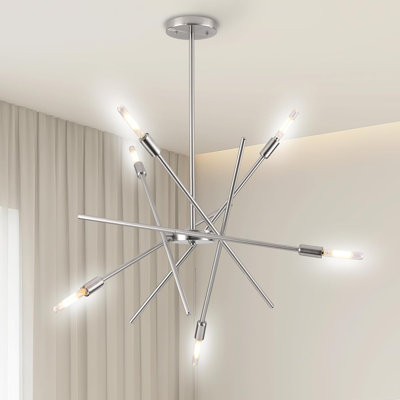 Lustre moderne Spoutnik à 6 lumières avec fonction à intensité variable et à hauteur réglable, luminaire suspendu contemporain pour salle à manger, îlot de cuisine et salon