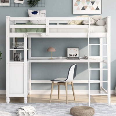Twin Loft Bed With Desk Space - Create A Productive Bedroom White Drawers And Extra Maximize Your Storage